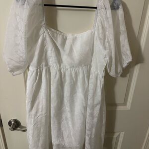 Altar'd State Ivory Puffy Sleeve Floral Dress